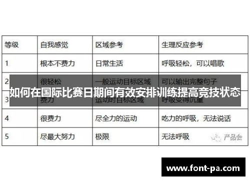 如何在国际比赛日期间有效安排训练提高竞技状态